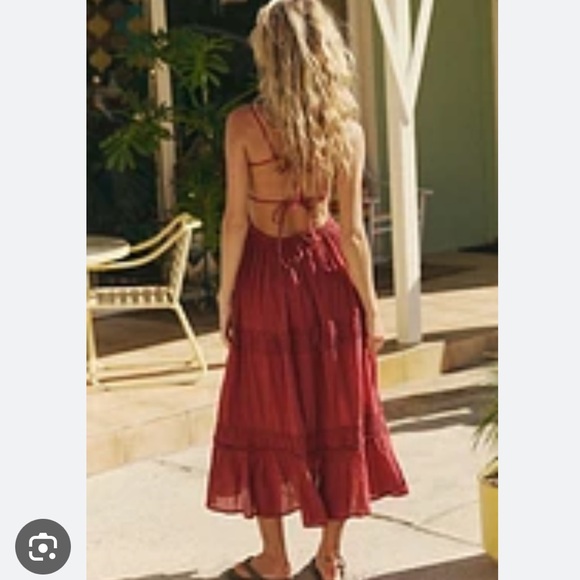 Free people taking sides maxi dress in aged red - Picture 3 of 5